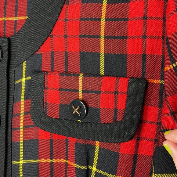 Vintage plaid cropped preppy shirt cardigan - Picture 5 of 8